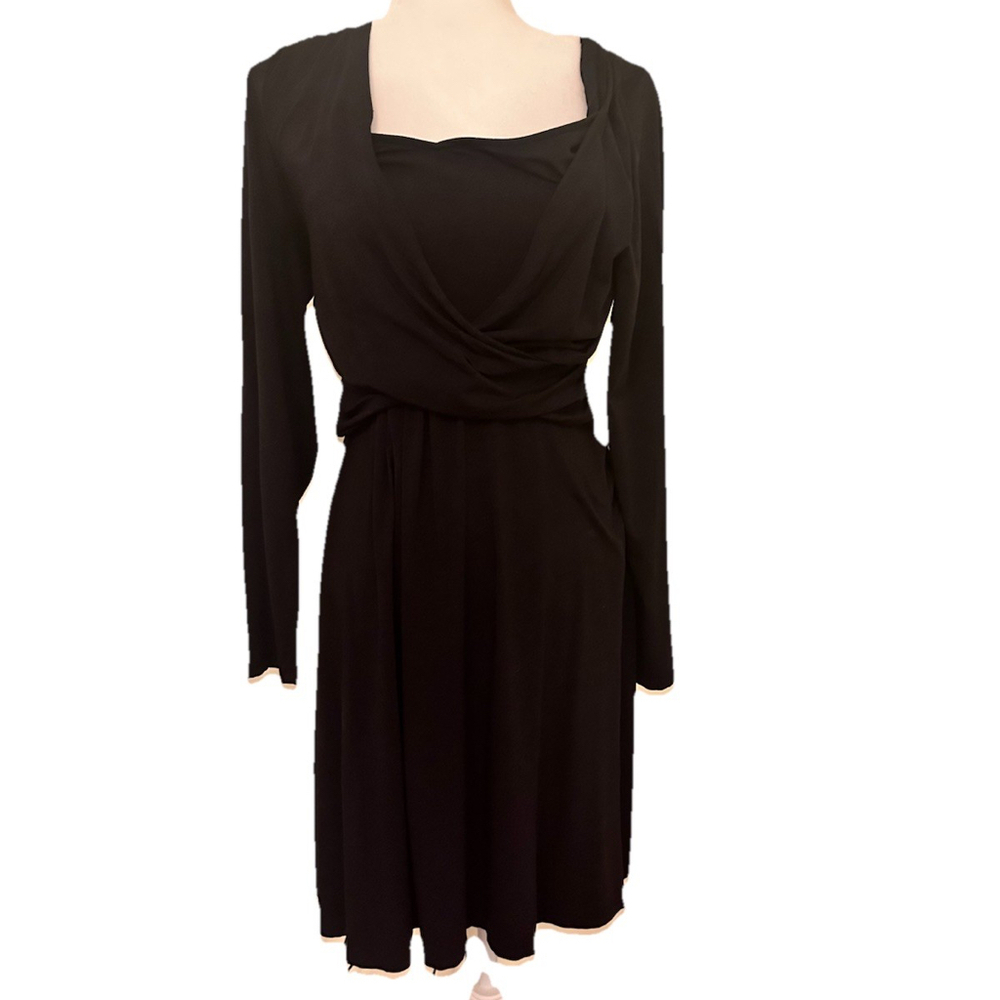 Garnet Hill Jersey  Knit Dress Black With Fabulous Bow In Back